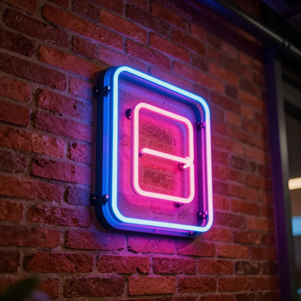 Custom neon sign on a brick wall